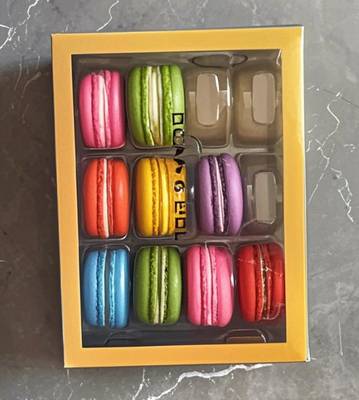 পাইকারি ম্যাকারন বক্স প্যাকেজিং 12pcs এমবসডিং মুদ্রণ হ্যান্ডলিং